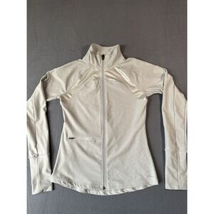 X by Gottex Size S Jacket Grey White Mock Neck‎ Full Zip Thumbholes Golf Active